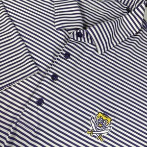 Horn Legend Polo Mens 3XL Purple Stripe Tiger Pirate‎ Louisiana Performance Golf